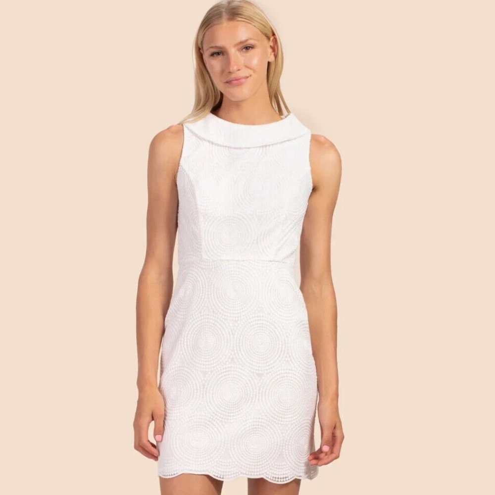 Trina Turk Lomita Circle Embroidered Dress~White